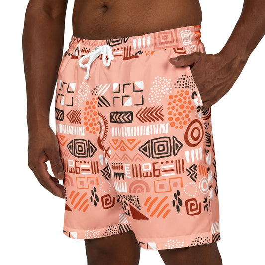African Tribal Unisex Swim Shorts - Vibrant Beachwear for Summer Fun, Vacation, Pool Party, Surfing, Travel, Gift for Him/Her